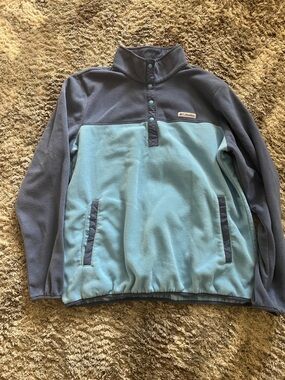Columbia Light Blue and Slate Gray Snap Pullover Fleece